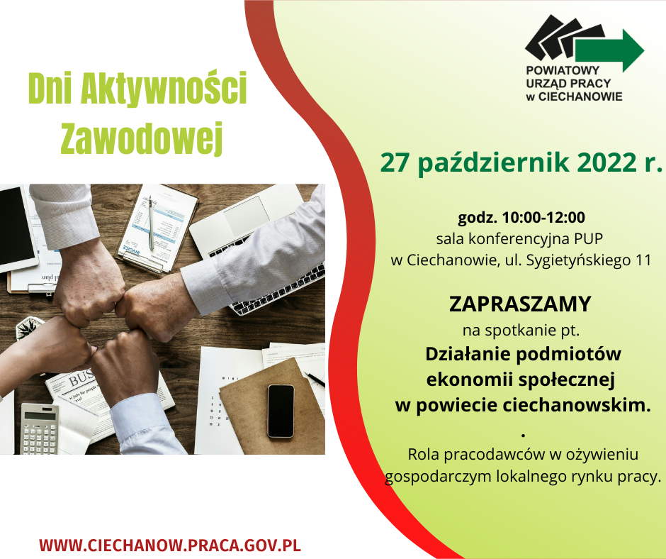 Plakat Dni Aktywności Zawodowej w dniu 27.10.2022 roku