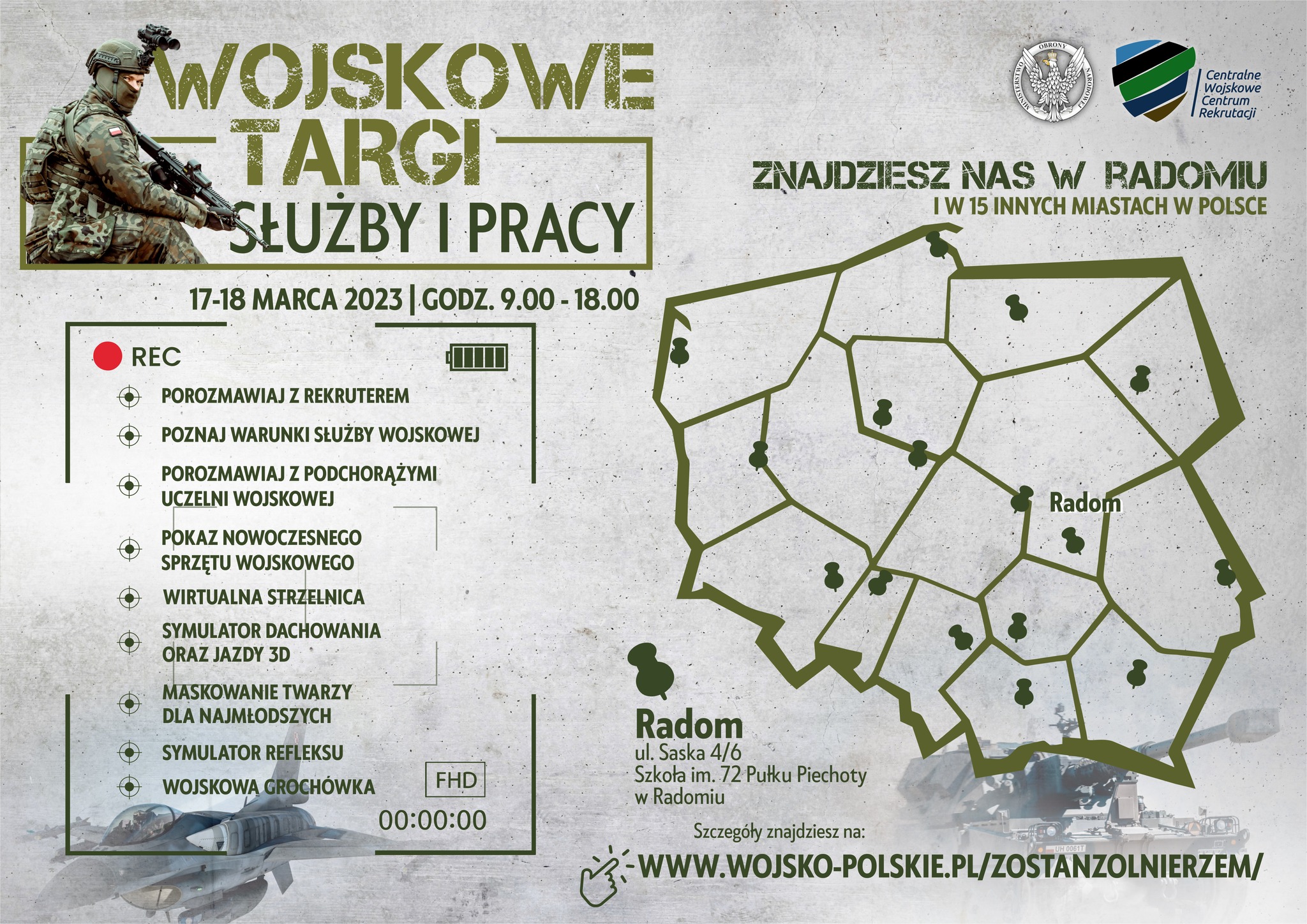 Plakat Wojskowe Targi Służby i Pracy 17-18.03.2023r.