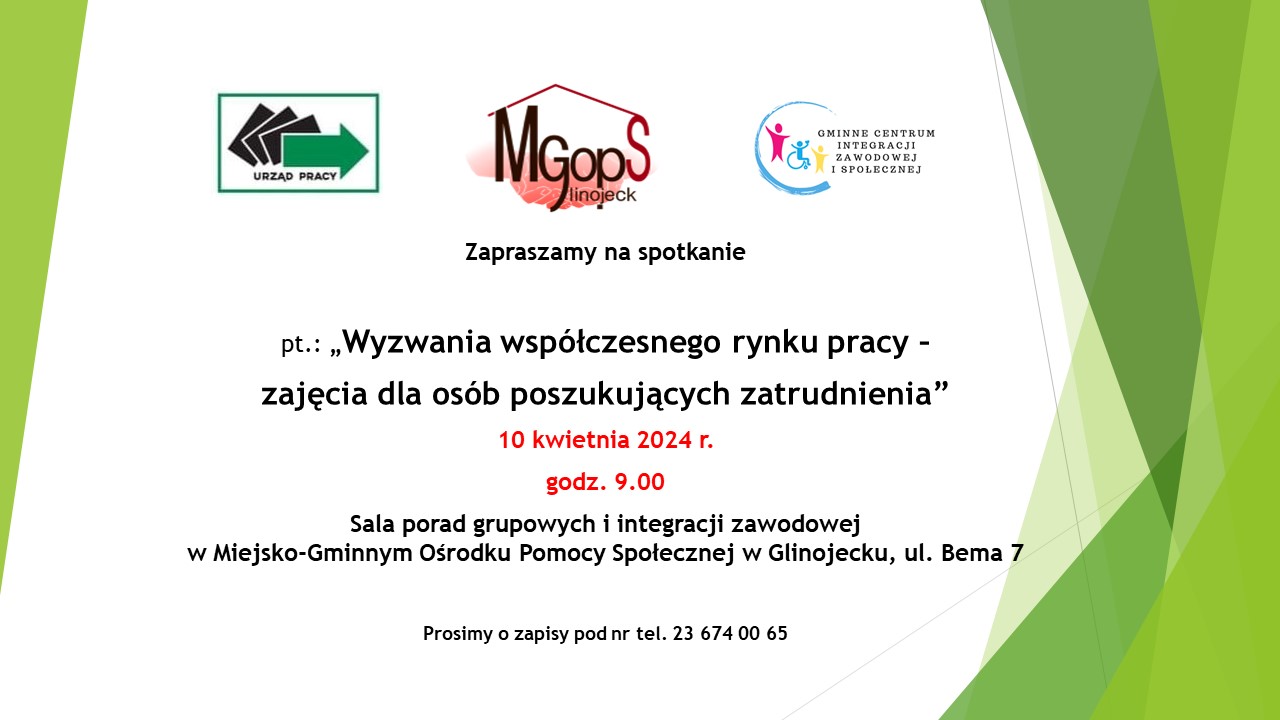 Plakat - Wyzwania współczesnego rynku pracy - zajęcia dla osób poszukujących zatrudnienia